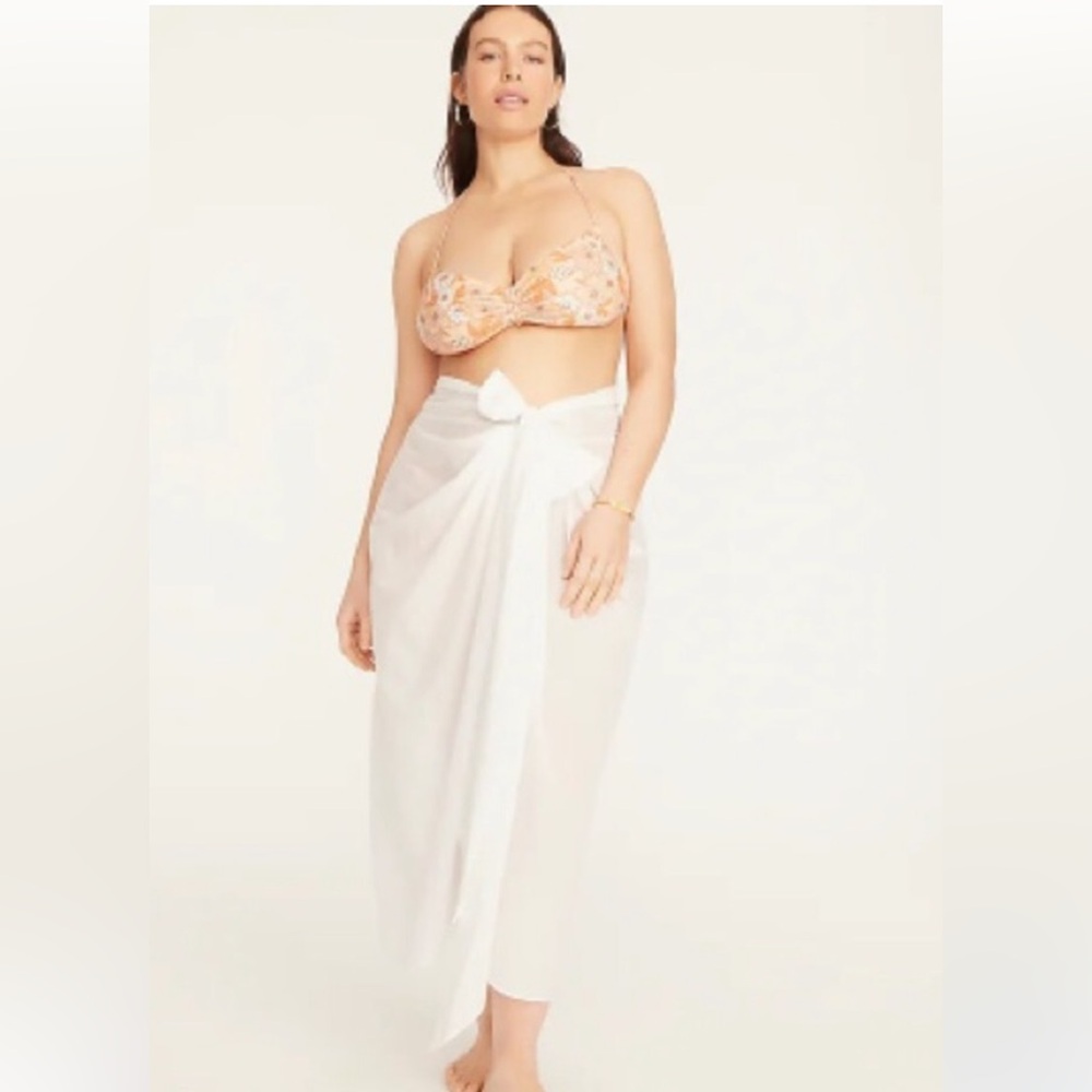 NWT! J Crew Beach Sarong Cover Up. White 100% Cotton. Size Small